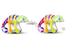Charm Sterlingové stříbro 925 Chameleon pruhovaný, mění barvu na teplo, korálek na náramek, zvíře