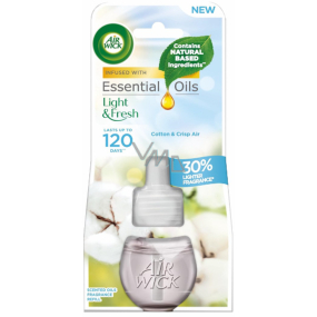 Air Wick Essential Oils Cotton & Crisp Air - Svěží bavlna elektrický osvěžovač vzduchu náhradní náplň 19 ml