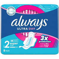 Always Ultra Day Super dámské vložky s křidélky, 8 ks