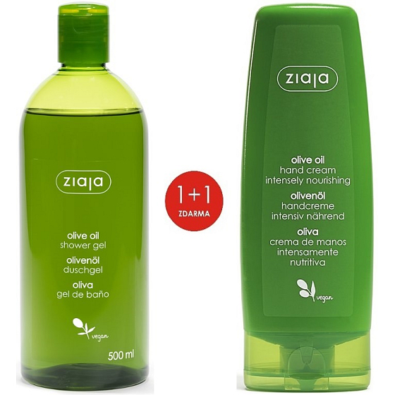 Ziaja Oliva sprchový gel 500 ml + krém na ruce a nehty pro suchou pokožku 80 ml, duopack