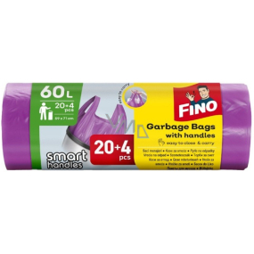 Fino Color Sáčky do odpadkového koše s uchy fialový 13 µ, 60 litrů 59 x 71 cm, 20 + 4 kusy