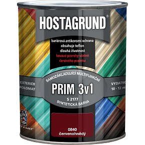 Hostagrund Prim 3v1 S2177 základní i vrchní barva na kov, 0840 červenohnědá, 600 ml Hostagrund Prim 3v1 S2177 základní i vrchní barva na kov, 0840 červenohnědá, 600 ml