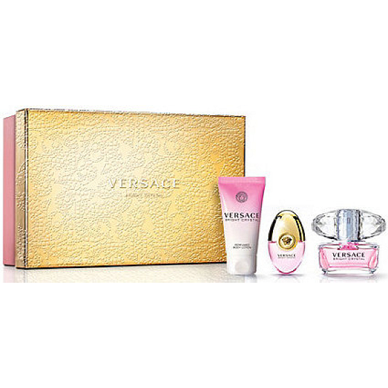 Versace Bright Crystal toaletní voda 50 ml + toaletní voda 10 ml + tělové mléko 50 ml, dárková sada pro ženy