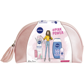 Nivea Raspberry White Tea tělová pěna 200 ml + Love Waves sprchový gel 250 ml + Pearl & Beauty kuličkový antiperspirant 50 ml + Labello Pearly Shine balzám na rty 4,8 g + etue, kosmetická sada