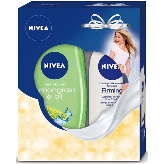 Nivea Q10 zpevňující tělové mléko 250 ml + Lemongrass & Oil sprchový gel 250 ml, kosmetická sada