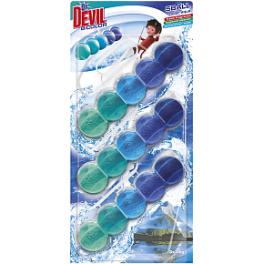 Dr. Devil WC Bicolor 5ball polar aqua závěsný WC blok, 3× 35 g