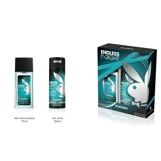 Playboy Endless Night for Him parfémovaný deodorant sklo 75 ml + deodorant sprej 150 ml, kosmetická sada