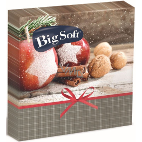 Big Soft Papírové ubrousky 2 vrstvé 33 x 33 cm 20 kusů Vánoční Jablíčka, skořice, ořechy