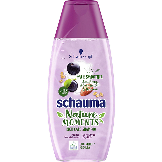 Schauma Nature Moments Acai plody, mandlové mléko a ovesné vločky šampon na velmi suché a suché vlasy 250 ml