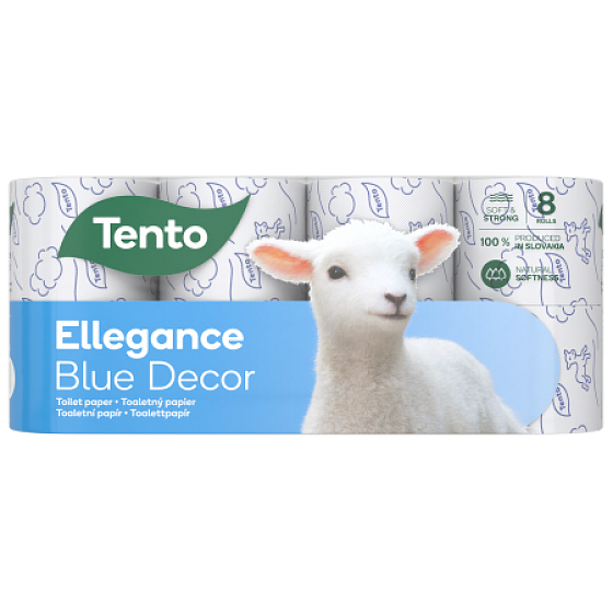 Tento Ellegance Blue Decor jemný toaletní papír 156 útržků 3 vrstvý 8 kusů