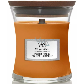 WoodWick Pumpkin Praline - Dýňová pochoutka vonná svíčka s dřevěným knotem a víčkem sklo malá 85 g