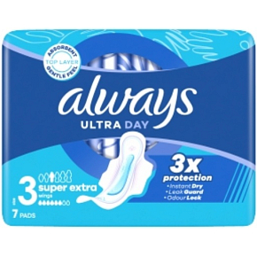 Always Ultra Super Extra Night dámské vložky s křidélky, 7 ks