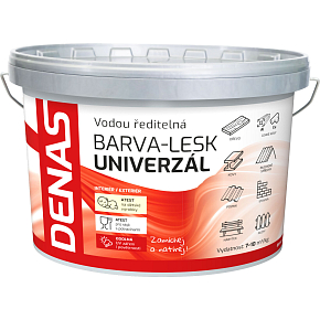 DENAS UNIVERZÁL-LESK vrchní barva na dřevo, kov a beton, 0100 bílá, 5 kg DENAS UNIVERZÁL-LESK vrchní barva na dřevo, kov a beton, 0100 bílá, 5 kg