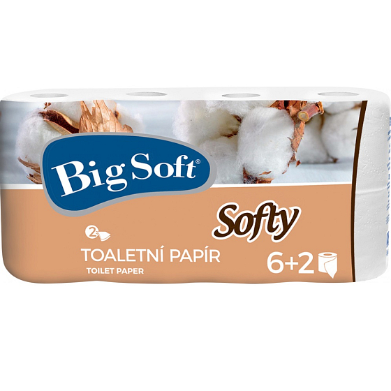 Big Soft Softy parfémovaný toaletní papír bílý 2 vrstvý 200 útržků 8 rolí