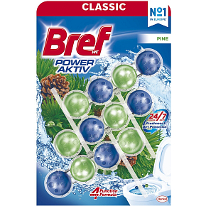 Bref WC blok Power Aktiv Pine, 3× 50 g