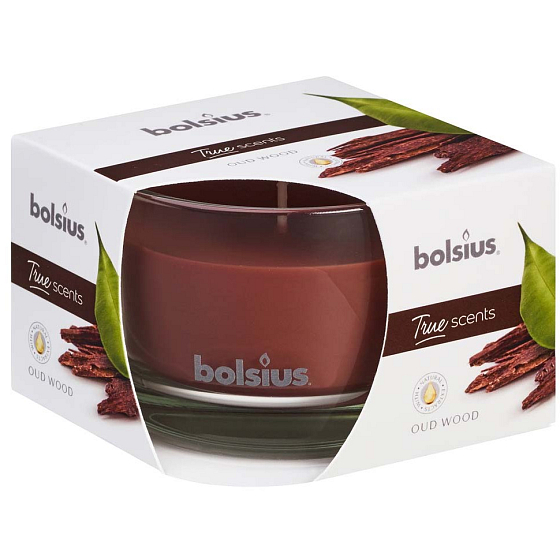 Bolsius True Scents Oud Wood - Agarové dřevo vonná svíčka ve skle 90 x 63 mm
