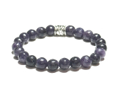 Lepidolit tmavě fialový náramek elastický přírodní kámen, kulička 8 mm / 16 - 17 cm, amulet sportovců