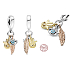 Charm Sterlingové stříbro 925 Ochranný amulet, ruka Fatimy, oko proroka a peříčko, talisman 3v1, přívěsek na náramek symbol
