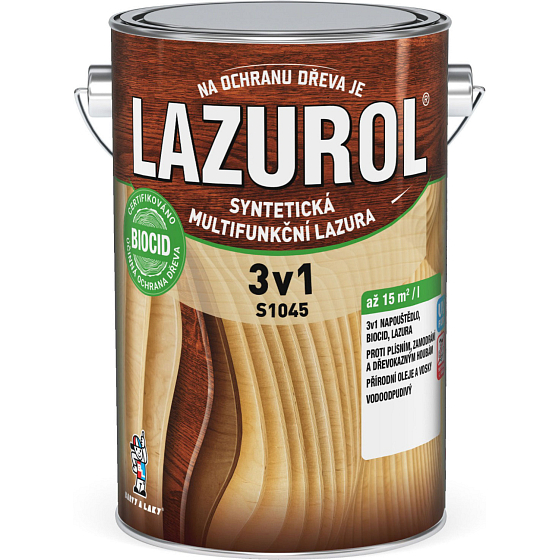Lazurol 3v1 S1045 tenkovrstvá lazura na dřevo T024 cedr 4 l
