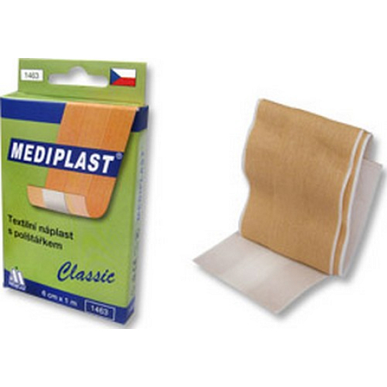 Mediplast Classic textilní náplast s polštářkem 6 cm x 1 m
