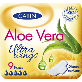Carin Ultra Wings Aloe Vera vložky s křidélky, 9 kusů