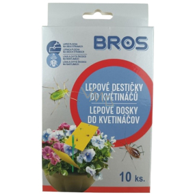 Bros Lepové destičky do květináčů, láká a chytá škůdce na rostlinách 10 kusů + 5 úchytů