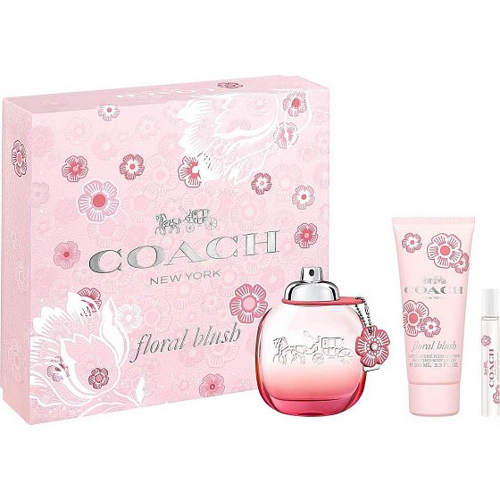 Coach Floral Blush parfémovaná voda pro ženy 90 ml + parfémovaná voda 7,5 ml + tělové mléko 100 ml, dárková sada