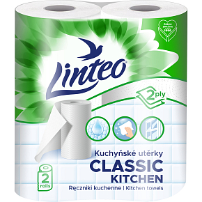 Linteo Classic 2vrstvé kuchyňské papírové utěrky, 2× 9,3 m, 2 role