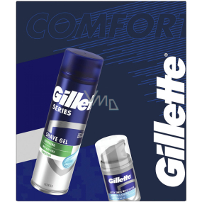 Gillette Soothing Sensitive gel na holení s aloe vera 200 ml + Hydrate & Soothes krém po holení 50 ml, kosmetická sada pro muže