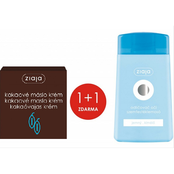 Ziaja Kakaové máslo pleťový krém 50 ml + hydratační jemný odličovač očí 120 ml, duopack