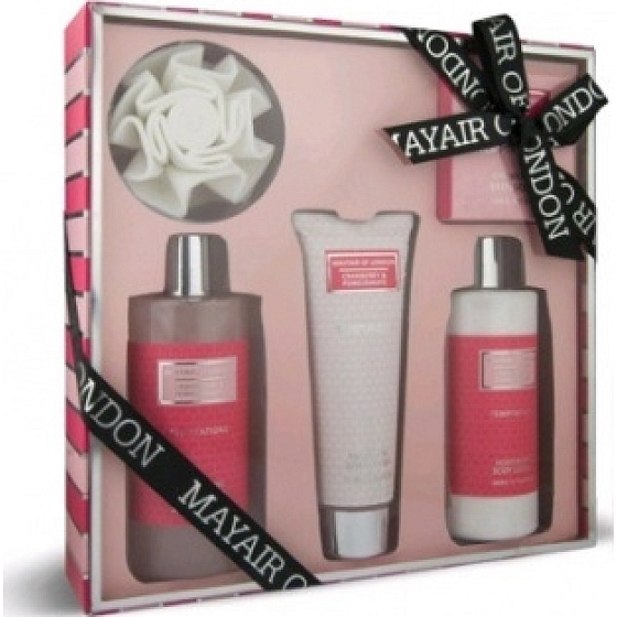 Mayfair of London pěna do koupele 300 ml + tělové mléko 300 ml + sprchový gel 130 ml + koupelové krystaly 100 g + žínka, kosmetická sada