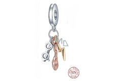 Charm Sterlingové stříbro 925 Harry Potter - Brýle, Nimbus 2000 a blesk, 3v1 přívěsek na náramek