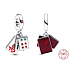 Charm Sterlingové stříbro 925 Tři dlaždice Mahjong 3v1, přívěsek na náramek symbol