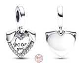 Charm Sterlingové stříbro 925 Srdce psíka I Woof You 2v1, přívěsek na náramek mazlíček