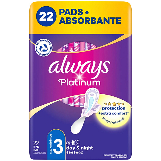 Always Platinum Ultra Night dámské hygienické vložky s křidélky 22 kusů