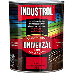 Industrol S2013 univerzál lesk vrchní barva na kov a dřevo, 8191 tmavá červeň rumělka, 600 ml