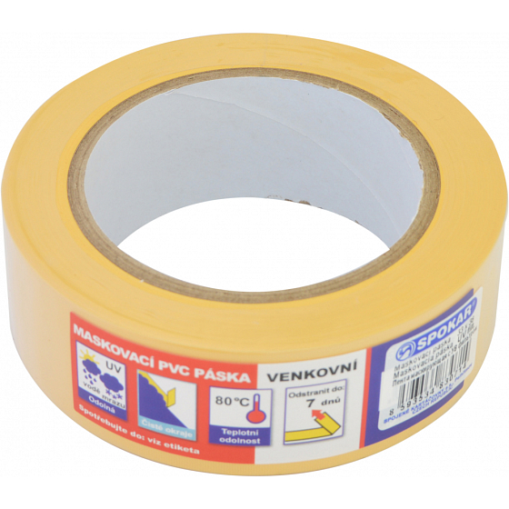 Spokar Páska maskovací PVC, venkovní, odolná UV a vodě, lepí týden, 38 mm × 33 m
