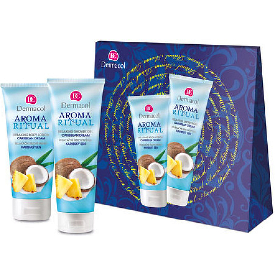 Dermacol Aroma Ritual Karibský sen Relaxační sprchový gel 250 ml + tělové mléko 200 ml, kosmetická sada