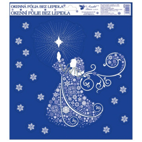 Okenní fólie bez lepidla s glitrem anděl z vloček 30x30 cm č. 4