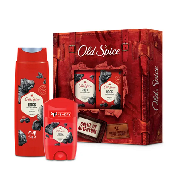 Old Spice Rock Adventurer antiperspirant deodorant stick 50 ml + 2v1 sprchový gel na tělo a vlasy 250 ml, kosmetická sada pro muže