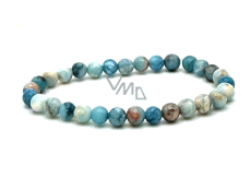 Larimar náramek elastický přírodní kámen, kulička 6 mm / 16 - 17 cm, kámen bájné Atlantidy