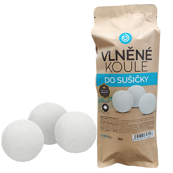 Nanolab Přírodní vlněné koule do sušičky 3 kusy