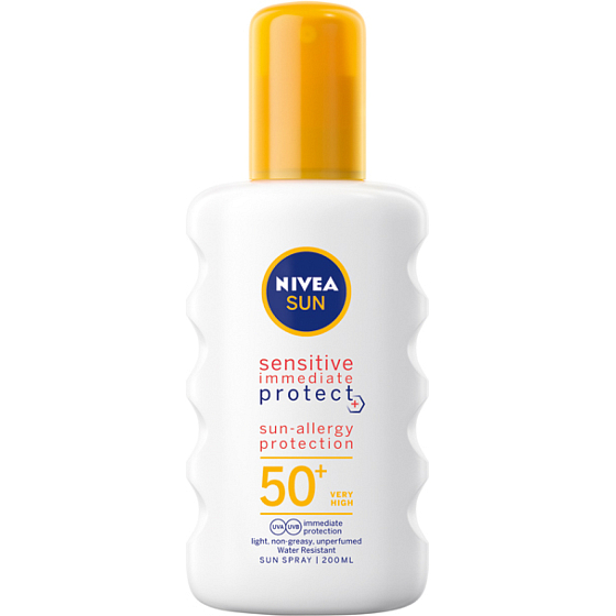 Nivea Sun Sensitive OF 50+ sprej na opalování, 200 ml