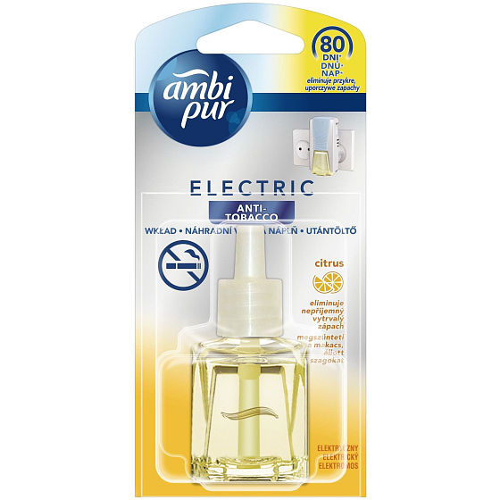 Ambi Pur Electric Anti Tobacco Citrus osvěžovač vzduchu do elektrického odpařovacího strojku náhradní náplň 20 ml