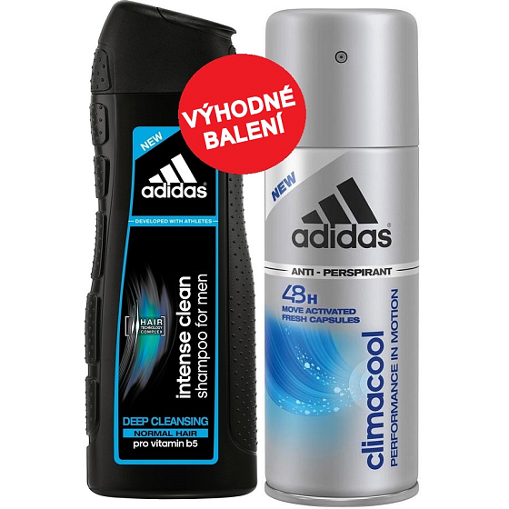 Adidas Climacool 48h antiperspirant deodorant sprej pro muže 150 ml + Adidas Intense Clean šampon pro normální vlasy 200 ml, kosmetická sada