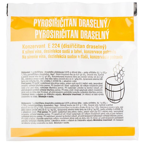 Kittfort Disiřičitan draselný E224 Pyrosulfit draselný pro potraviny - konzervant 10 g