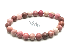 Rodonit náramek elastický přírodní kámen, kulička 8 mm / 16 - 17 cm, AA kvalita, kámen odpuštění
