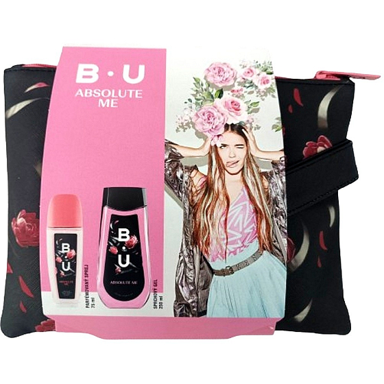 B.U. Absolute Me parfémovaný deodorant sklo 75 ml + sprchový gel 250 ml + kosmetická etue, kosmetická sada pro ženy