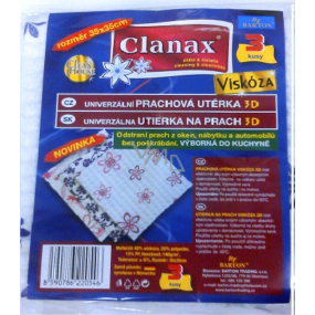 Clanax Univerzální prachová utěrka 3D viskóza netkaná Vzor květiny 35 x 35 cm 3 kusy