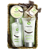 Idc Institute Organica Coconut Oil sprchový gel 188 ml + tělové mléko 180 ml + tělový peeling 60 ml + sisalová houbička 1 kus v košíku, kosmetická sada